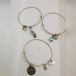 2013 Alex and Ani "Boston" Silver Charmed Bangle Bracelet With 2 Bonus Bracelet